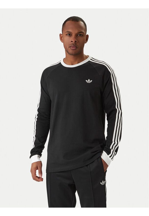 Adidas - adidas Longsleeve 3-Stripes KE3546 Czarny Regular Fit. Kolor: czarny. Materiał: bawełna. Długość rękawa: długi rękaw