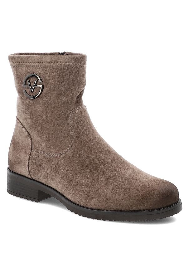 Beżowe Botki Vinceza Ocieplane Obuwie Damskie. Kolor: beżowy. Materiał: zamsz, materiał. Szerokość cholewki: normalna. Sezon: zima, jesień. Obcas: na obcasie. Styl: klasyczny, elegancki. Wysokość obcasa: średni