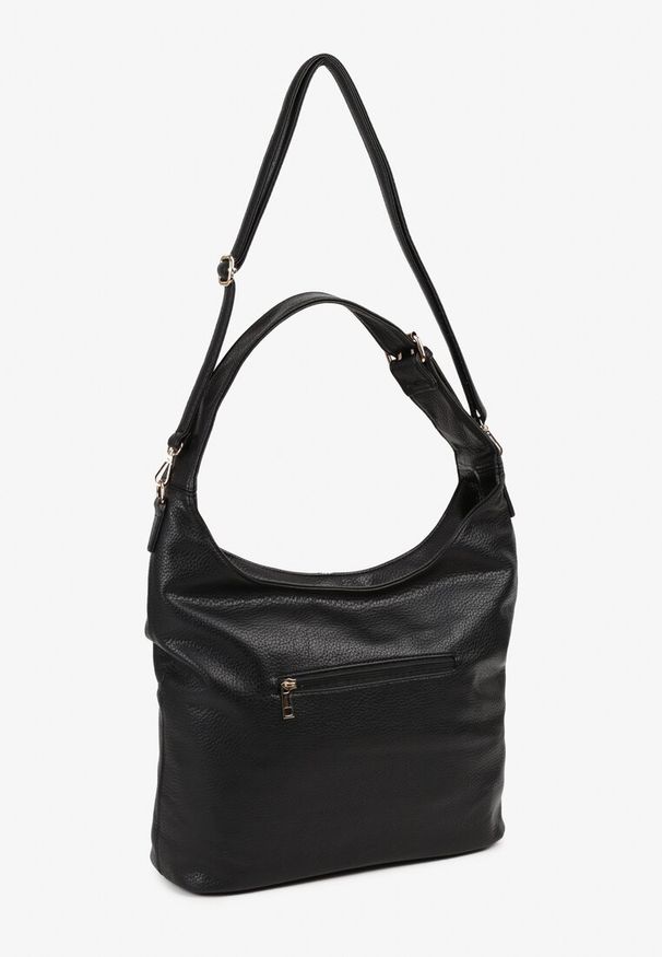 Renee - Czarna Torebka Typu Hobo z Dołączonym Regulowanym Paskiem Senawin. Kolor: czarny. Styl: biznesowy, elegancki, casual