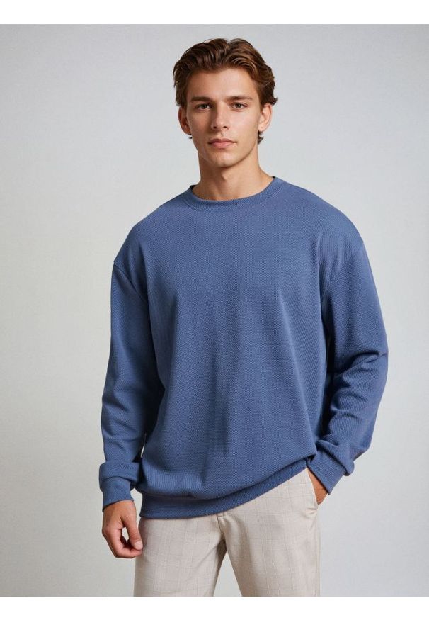 Sinsay - Bluza crewneck - niebieski. Kolor: niebieski