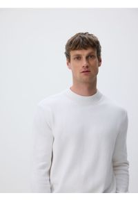 Reserved - Bawełniany półgolf - biały. Kolor: biały. Materiał: bawełna