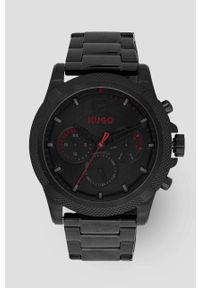 Hugo - HUGO zegarek męski kolor czarny. Kolor: czarny. Materiał: materiał #1