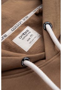 Ombre Clothing - Męska bluza dresowa kangurka z kapturem - brązowa V2 OM-SSBN-0177 - L. Okazja: na co dzień. Typ kołnierza: kaptur. Kolor: brązowy. Materiał: dresówka. Wzór: aplikacja. Styl: klasyczny, casual #8