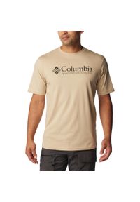 columbia - Koszulka męska Columbia Csc Basic Logo Short Sleeve z krótkim rękawem. Kolor: beżowy. Materiał: bawełna. Długość rękawa: krótki rękaw. Długość: krótkie