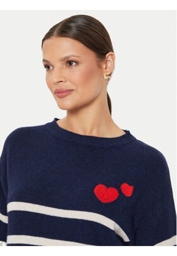 Kontatto Sweter 3M0169 Granatowy Regular Fit. Kolor: niebieski. Materiał: wełna