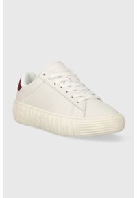 Tommy Jeans sneakersy skórzane TJW NEW CUPSOLE LEATH LC kolor biały EN0EN02273. Nosek buta: okrągły. Zapięcie: sznurówki. Kolor: biały. Materiał: skóra #5