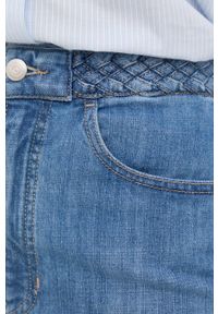 BOSS spódnica jeansowa mini prosta. Okazja: na co dzień. Kolor: niebieski. Materiał: jeans. Styl: casual