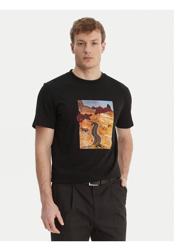 Hugo - HUGO T-Shirt Dikerd 50564024 Czarny Relaxed Fit. Kolor: czarny. Materiał: bawełna