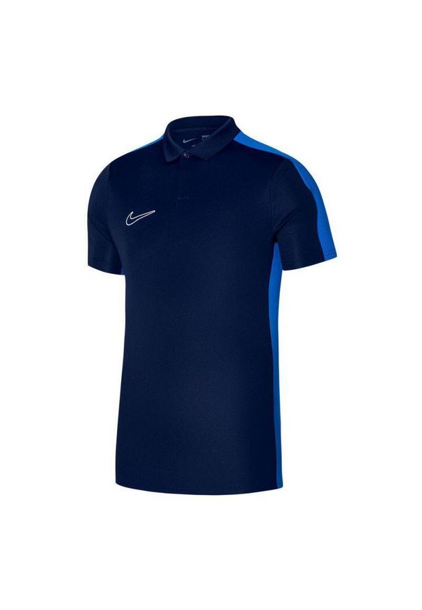 Nike - Męska Koszulka Polo Academy DriFIT. Typ kołnierza: polo. Kolor: niebieski. Sport: turystyka piesza