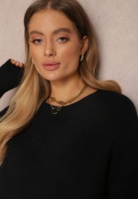Renee - Czarny Sweter Lyna. Kolor: czarny. Długość rękawa: długi rękaw. Długość: długie. Wzór: jednolity. Styl: klasyczny #3