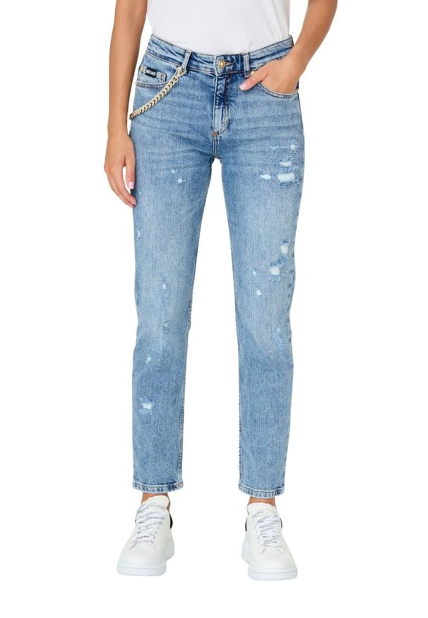 Just Cavalli - JUST CAVALLI Błękitne jeansy Super Slim Chain. Kolor: niebieski