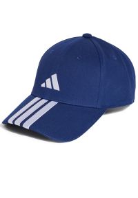 Adidas - Czapka z daszkiem adidas Sportswear 3-Stripes New Logo Baseball JP0384 - granatowa. Kolor: niebieski. Materiał: bawełna. Wzór: ze splotem. Sezon: lato. Styl: klasyczny