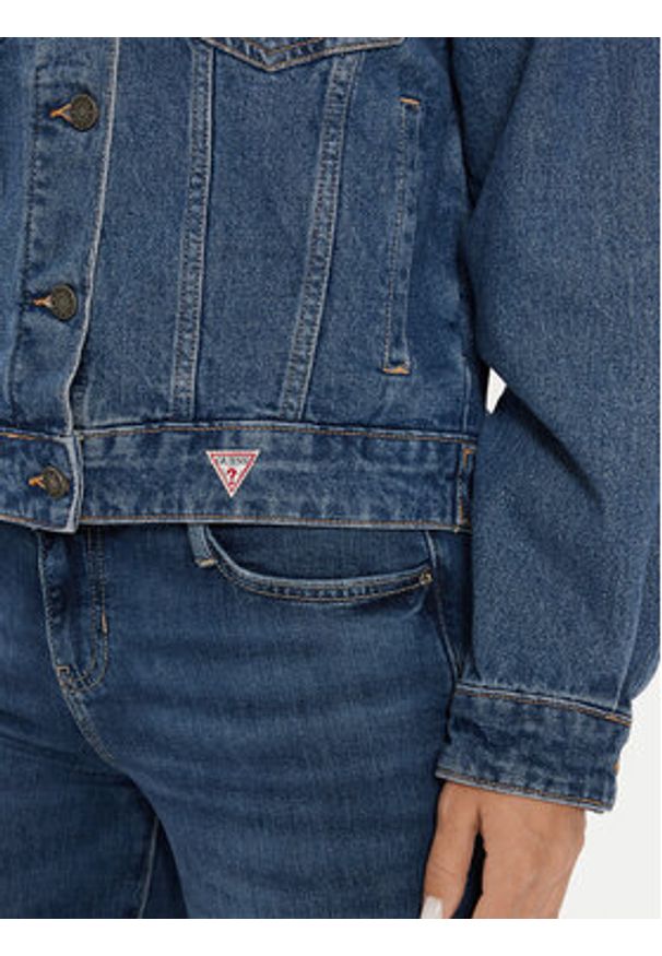 Guess Jeans Kurtka jeansowa W4YN56 D5CC3 Granatowy Oversize. Kolor: niebieski. Materiał: jeans, bawełna