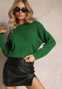 Renee - Zielony Klasyczny Sweter z Długim Rękawem Nemiona. Okazja: na co dzień. Kolor: zielony. Długość rękawa: długi rękaw. Długość: długie. Styl: klasyczny #1