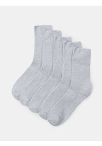 Sinsay - Prążkowane skarpetki 5 pack - szary. Kolor: szary. Materiał: prążkowany #1