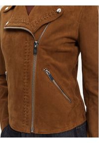 Serge Pariente Kurtka skórzana Oxford Vs Brązowy Slim Fit. Kolor: brązowy. Materiał: skóra #3