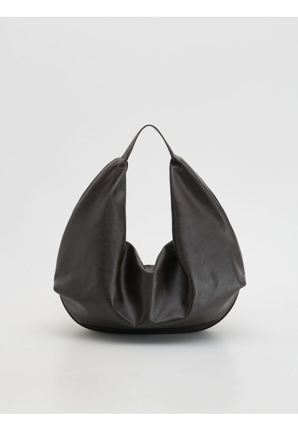 Reserved - Torebka hobo - ciemnobrązowy. Kolor: brązowy. Materiał: skórzane