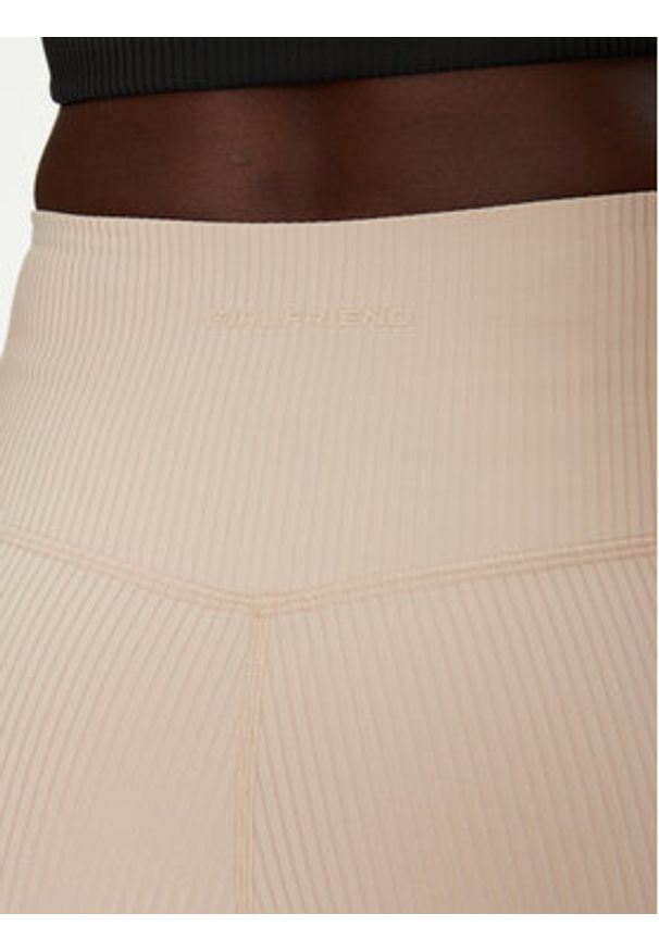 GIRLFRIEND COLLECTIVE - Girlfriend Collective Legginsy Rib High-Rise 4034 Beżowy Slim Fit. Kolor: beżowy. Materiał: syntetyk