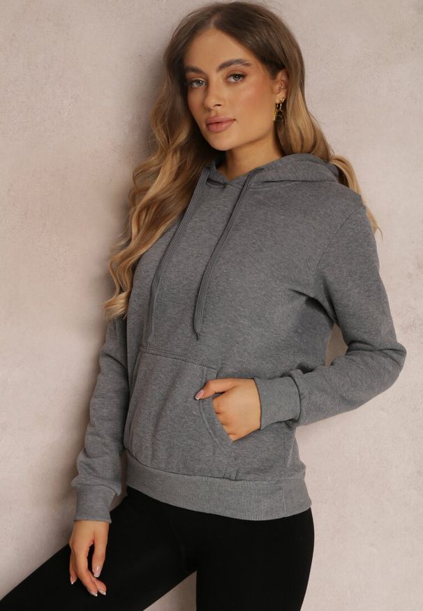 Renee - Ciemnoszara Bluza Basic z Kapturem Corbetes. Typ kołnierza: kaptur. Kolor: szary. Materiał: polar, tkanina, dresówka, prążkowany. Długość rękawa: długi rękaw. Długość: długie. Wzór: jednolity, gładki