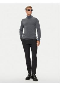 Calvin Klein Golf K10K110420 Szary Slim Fit. Typ kołnierza: golf. Kolor: szary. Materiał: wełna