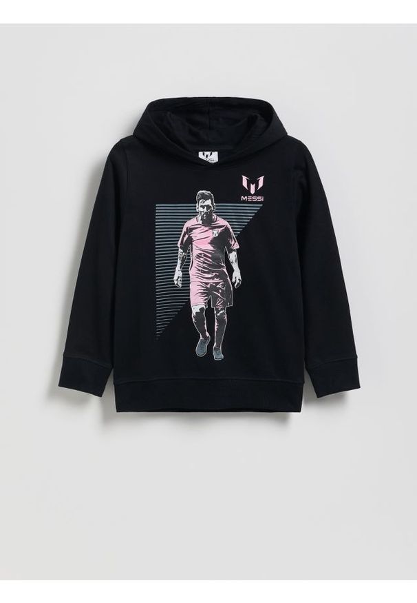 Reserved - Bluza z kapturem Messi - czarny. Typ kołnierza: kaptur. Kolor: czarny. Materiał: bawełna, dzianina