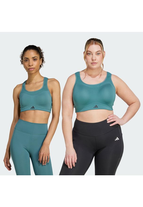 Adidas - Biustonosz treningowy TLRD Impact o mocnym wsparciu. Kolekcja: plus size. Kolor: niebieski. Materiał: materiał. Technologia: ClimaCool (Adidas). Sport: fitness