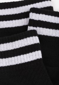 Born2be - Czarne 3-Pack Skarpety Bawełniane za Kostkę w Paski przy Ściągaczu Hossi. Kolor: czarny. Materiał: bawełna. Wzór: paski #2