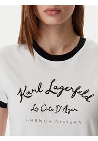 Karl Lagerfeld - KARL LAGERFELD T-Shirt B2W17021 Biały Slim Fit. Typ kołnierza: dekolt w karo. Kolor: biały. Materiał: bawełna #4