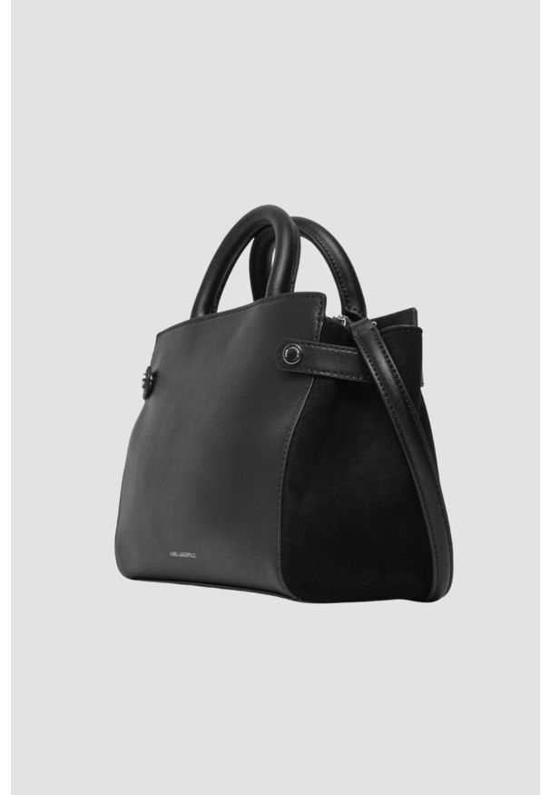 Karl Lagerfeld - KARL LAGERFELD Czarna damska torebka Ikon/k Sm Tote. Kolor: czarny. Materiał: skórzane, zamszowe. Styl: elegancki, casual