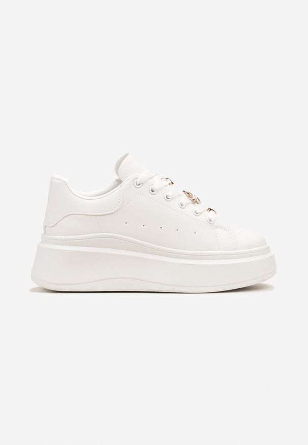 Born2be - Białe Sneakersy na Platformie Ariadi. Okazja: na co dzień. Kolor: biały. Obcas: na platformie