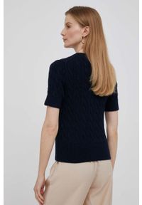 Polo Ralph Lauren kardigan bawełniany kolor granatowy lekki. Typ kołnierza: polo. Kolor: niebieski. Materiał: bawełna. Długość rękawa: krótki rękaw. Długość: krótkie. Wzór: ze splotem #4