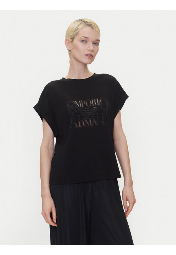 Emporio Armani T-Shirt EW000616 AF12187 UC001 Czarny Loose Fit. Kolor: czarny. Materiał: wiskoza
