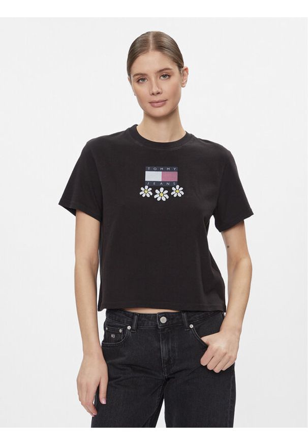 Tommy Jeans T-Shirt Tjw Bxy Daisy Flag Tee DW0DW17712 Czarny Regular Fit. Kolor: czarny. Materiał: bawełna