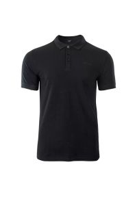 Hi-tec - Koszulka polo męska Hi-Tec Romso - czarna, Rozmiar XXXL. Typ kołnierza: polo. Kolor: czarny. Materiał: skóra, bawełna, materiał #1