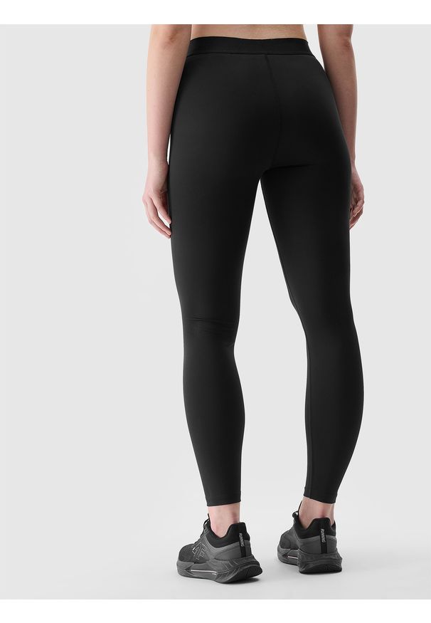 4f - 4F Legginsy treningowe z materiału z recyklingu damskie - czarne XS. Stan: podwyższony. Kolor: czarny. Materiał: materiał. Wzór: jednolity, ze splotem, gładki. Sport: fitness