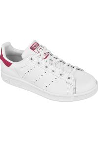 Adidas - Buty adidas Originals Stan Smith Jr B32703 białe. Okazja: na co dzień. Zapięcie: pasek. Kolor: biały. Szerokość cholewki: normalna. Wzór: kropki, paski. Materiał: materiał, syntetyk, skóra. Sezon: lato. Model: Adidas Stan Smith. Sport: tenis