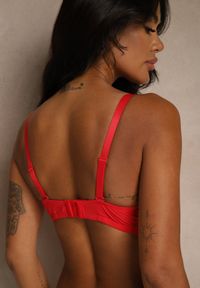 Renee - Czerwony Biustonosz Ozdobiony Koronką i Kokardką Aqiany. Kolor: czerwony. Materiał: koronka. Wzór: koronka, aplikacja #8