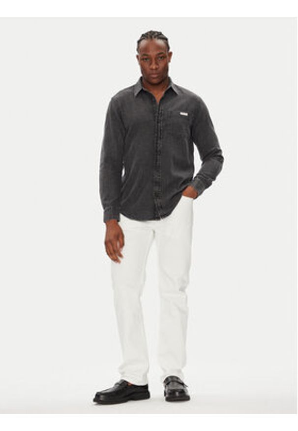 Calvin Klein Jeans Koszula jeansowa Classic LV040BM733 Szary Regular Fit. Kolor: szary. Materiał: bawełna