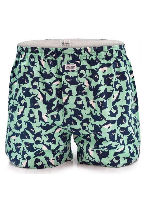 Męskie Bokserki Bawełniane - Pako Jeans - Wesołe Rekiny. Kolor: wielokolorowy. Materiał: bawełna