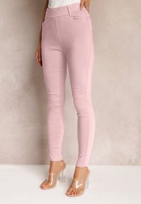 Renee - Różowe Spodnie Skinny z Talią High Waist Malga. Stan: podwyższony. Kolor: różowy. Długość: długie #4