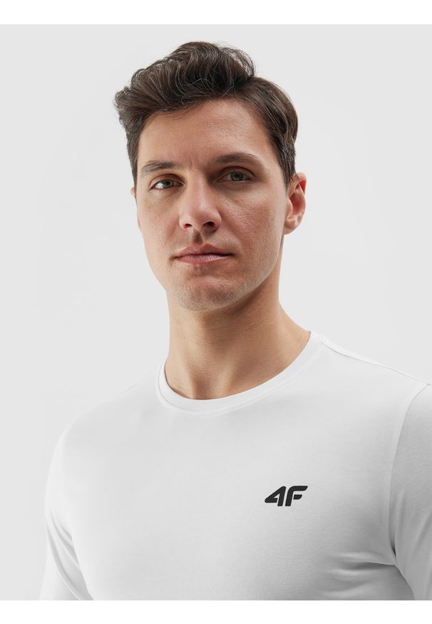 4f - 4F Longsleeve gładki męski - biały XXL. Okazja: na co dzień. Kolor: biały. Materiał: dzianina, jersey, bawełna. Długość rękawa: długi rękaw. Długość: długie. Wzór: gładki. Styl: casual, sportowy