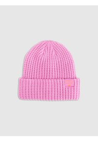 4f - 4F Czapka zimowa dziewczęca - różowa Uniwersalny. Kolor: różowy. Materiał: dzianina. Sezon: zima. Styl: casual, klasyczny, sportowy #1