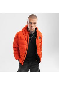 SIROKO - Mężczyzna Lifestyle Męska wodoodporna kurtka puchowa Fire Soczysty Pomarańcz. Kolor: pomarańczowy, czarny, wielokolorowy. Materiał: puch