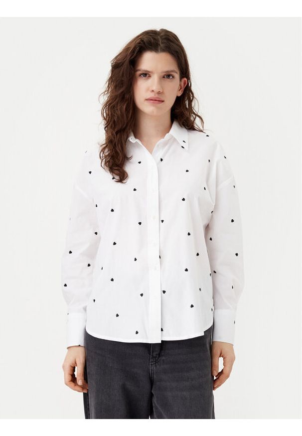 JDY Koszula Nelly 15330490 Biały Loose Fit. Kolor: biały. Materiał: bawełna