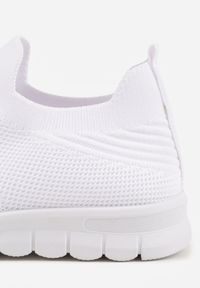 Born2be - Białe Sznurowane Buty Sportowe Sneakersy z Siateczki Caeolea. Okazja: na co dzień. Kolor: biały. Materiał: jeans. Sport: fitness, joga i pilates #3