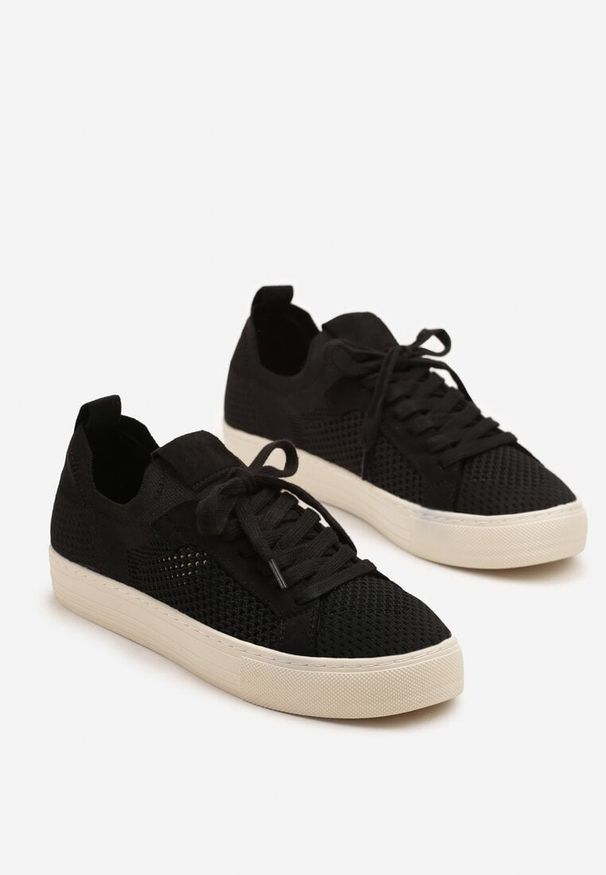 Born2be - Czarne Sneakersy z Siateczkową Cholewką Taslio. Okazja: na co dzień. Kolor: czarny. Szerokość cholewki: normalna