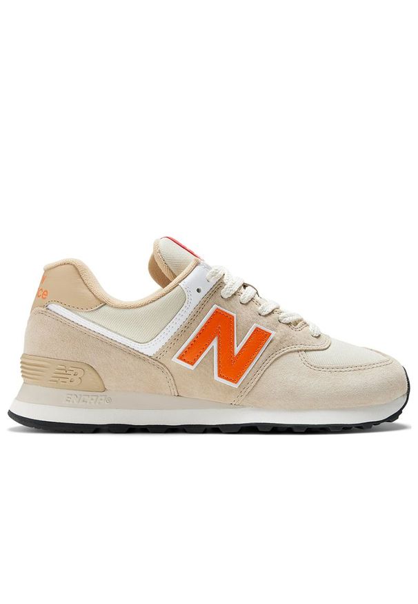 Buty New Balance U574HBO - beżowe. Okazja: na co dzień. Kolor: beżowy. Materiał: guma, skóra, zamsz, materiał, syntetyk. Szerokość cholewki: normalna. Model: New Balance 574