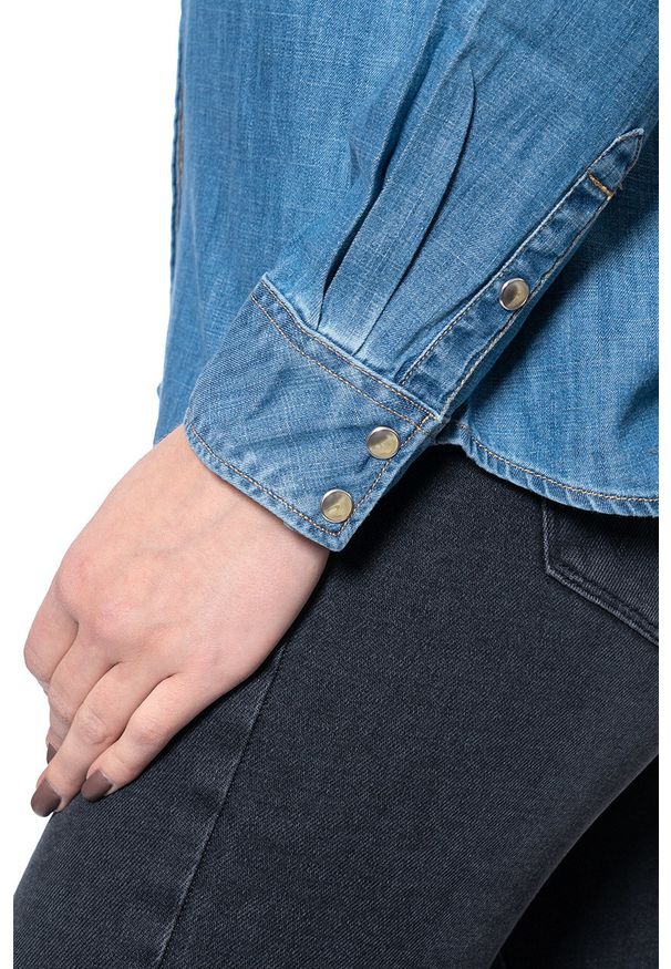 Wrangler - KOSZULA DAMSKA WRANGLER LS DENIM SHIRT MID INDIGO W5Z12AX8E 112130360. Materiał: denim