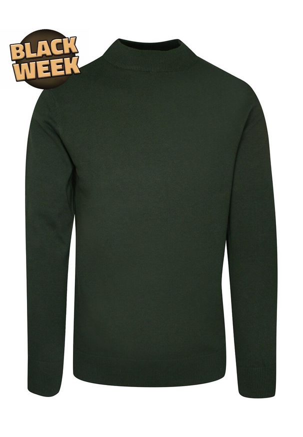 Półgolf Zielony, Butelkowy, Bawełniany, Prosty Krój, Klasyczny, Męski -Brave Soul. Kolor: zielony. Materiał: bawełna. Sezon: zima, jesień. Styl: klasyczny