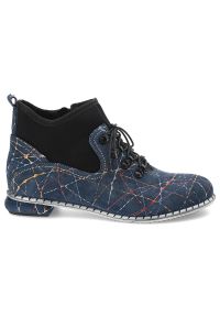 Granatowe Botki Simen Stylowe Obuwie Damskie. Okazja: na co dzień. Zapięcie: sznurówki. Kolor: czarny. Styl: elegancki #7